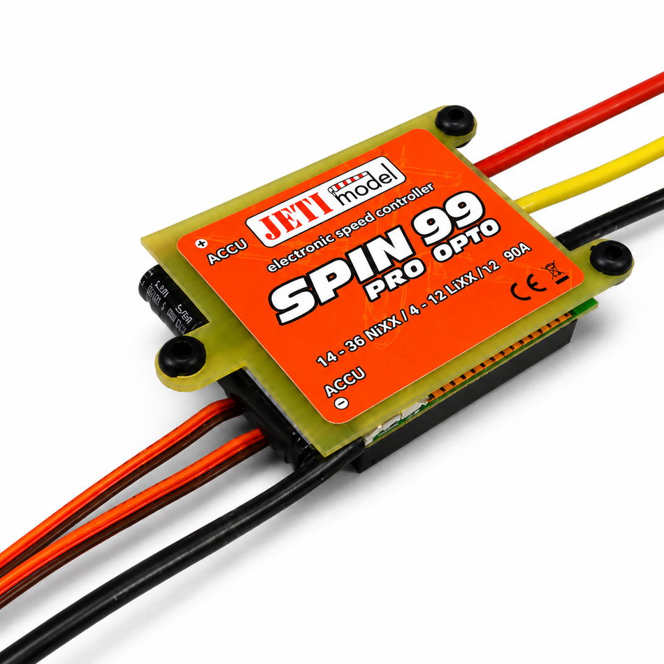Electronic speed controller with 'JFT model' branding on an orange label