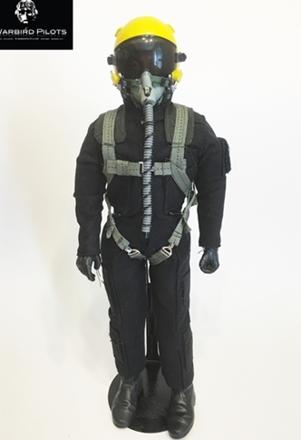 Modern Jet RC Pilot Figure 12" 1/5 - 1/6 (Black with Yellow Helmut)