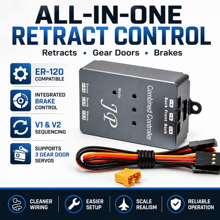 All-in-one retract control system with features listed on a white background