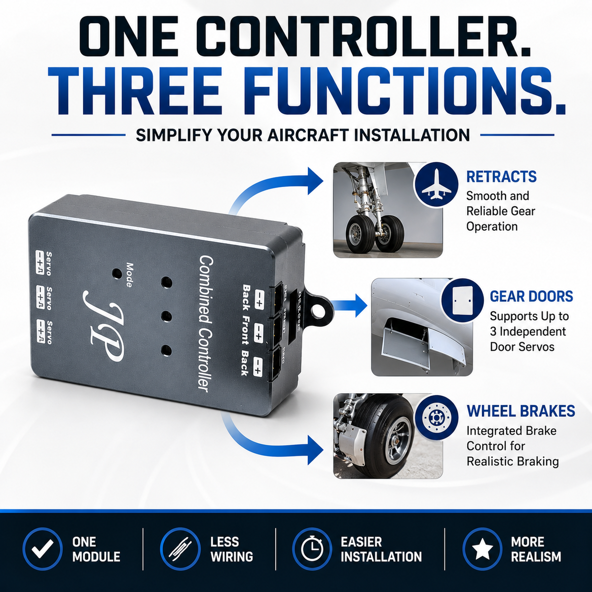 JP Combined Controller with features for aircraft installation on a white background