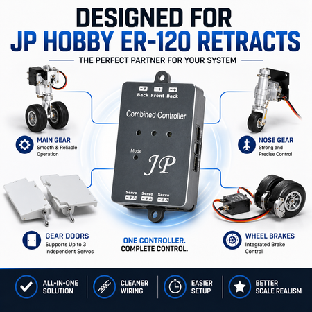 JP Hobby ER-120 retracts system components with text highlighting features.