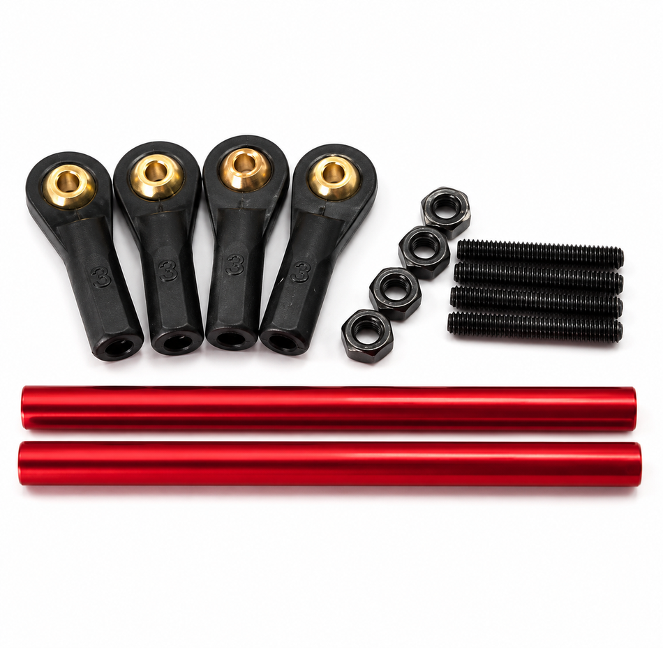 Gator RC Adjustable Pushrod Linkage Kit with Ball Links (65mm, M3) – Red