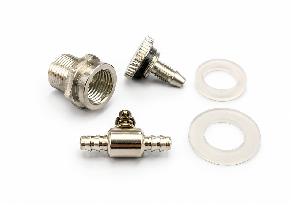 Maxx Products 1/4" Fuel Tubing Mount Kit with Plug & Brass T-Fitting (ACC229)