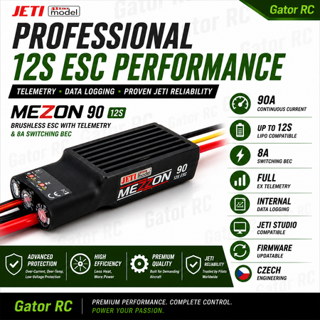 Gator RC MEZON 90 ESC with product details on a white background