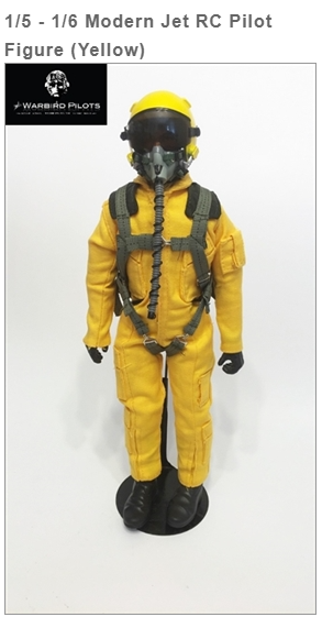 1/5 - 1/6 12" Modern Jet RC Pilot Figure (Yellow) By Warbirdpilots