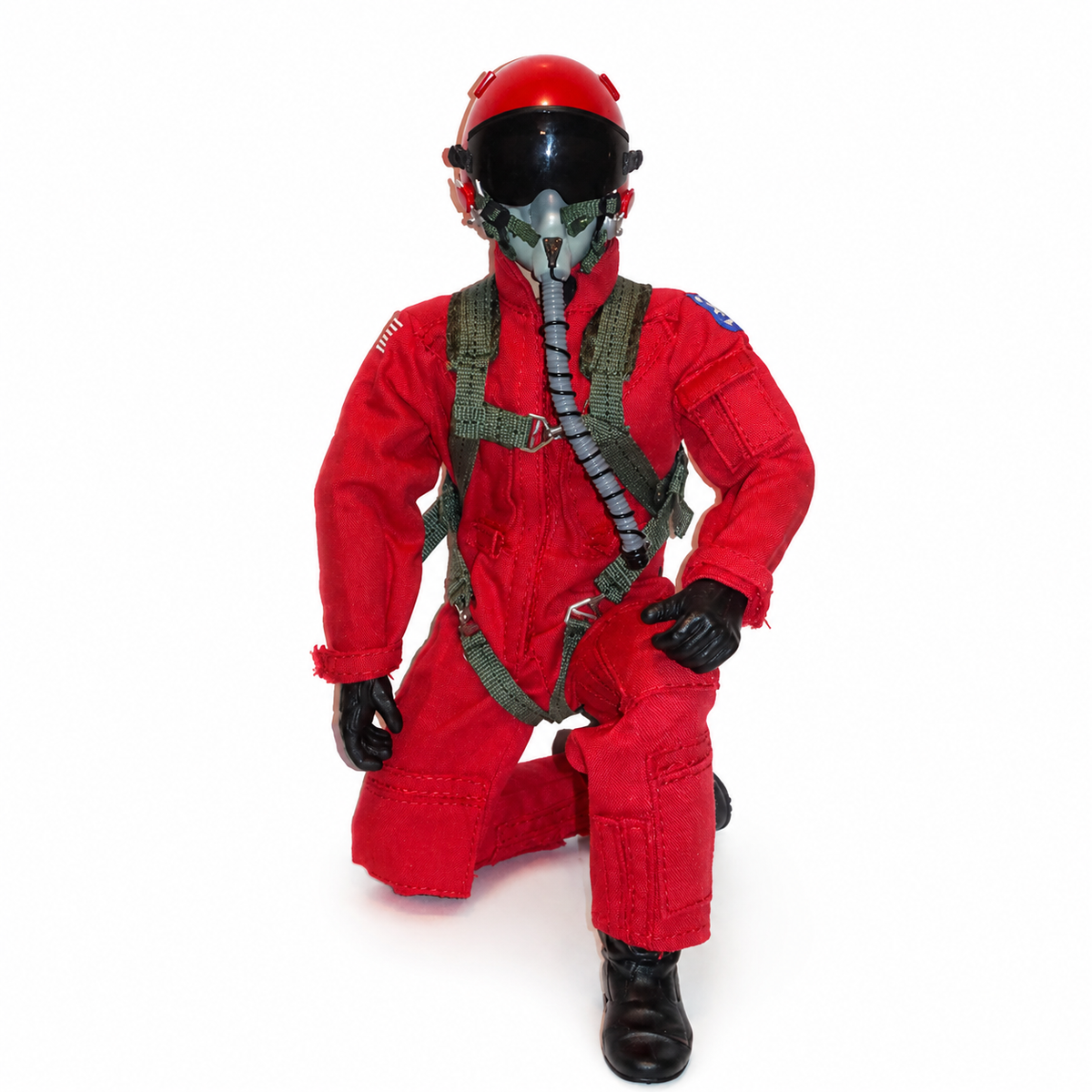 WarbirdPilots red modern jet RC pilot figure with helmet, oxygen mask and flight harness