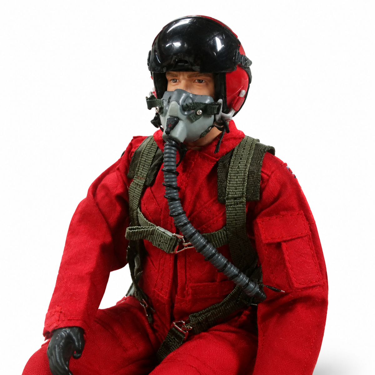 WarbirdPilots red modern jet RC pilot figure with helmet, oxygen mask and flight harness