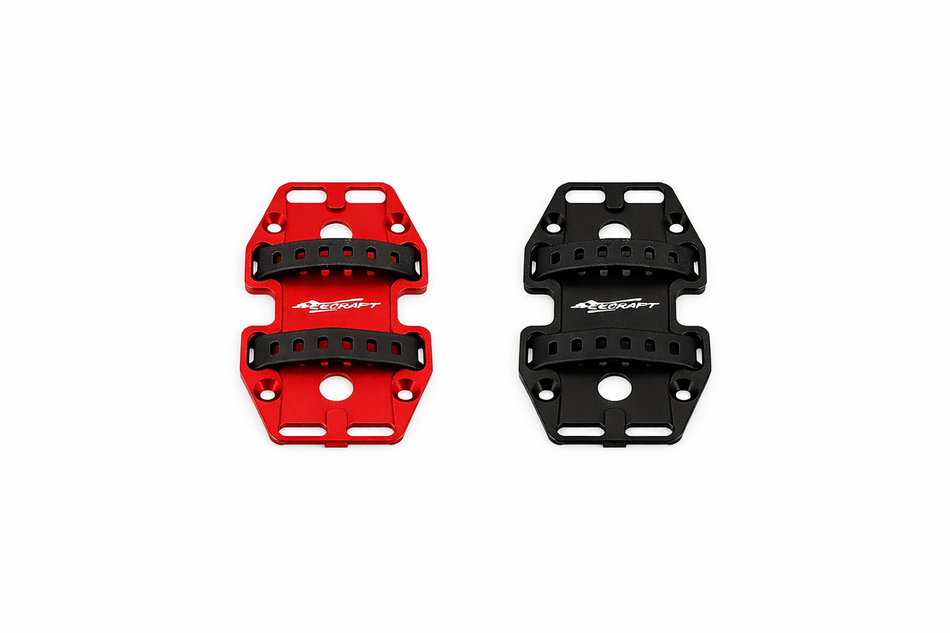 Secraft Battery Tray Holder Small – Aluminum Non-Slip RC Battery Mount (Red, Black)