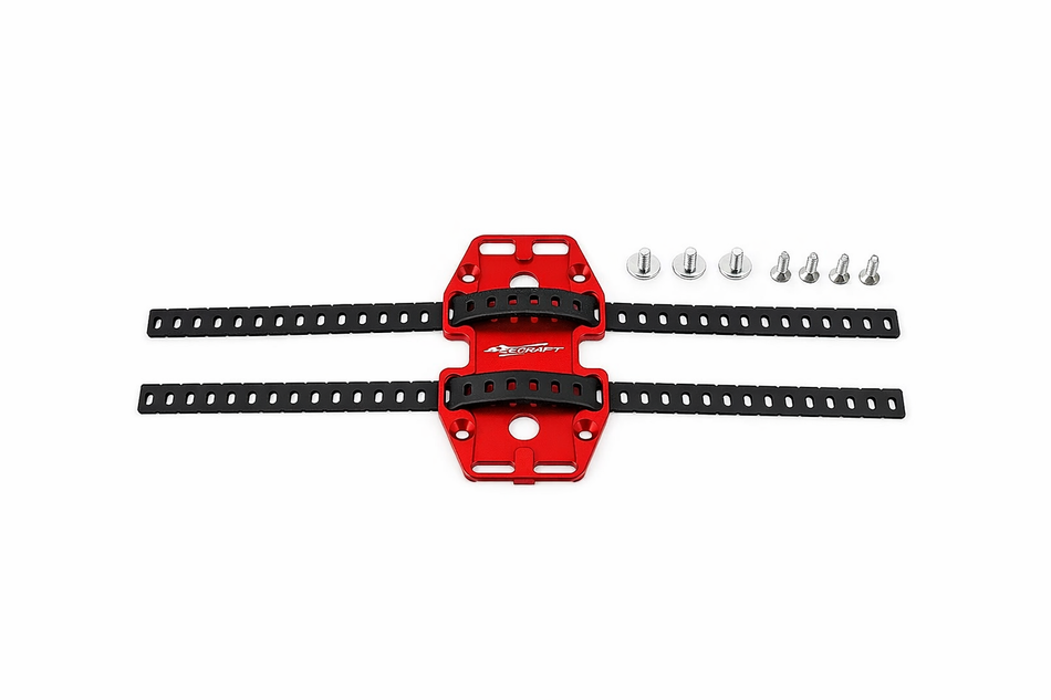 Secraft Battery Tray Holder Small – Aluminum Non-Slip RC Battery Mount (Red, Black)