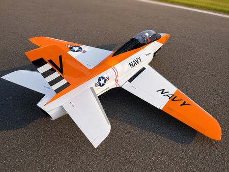 Top RC Model Odyssey RC Plane on Airfield – Rear Side Angle