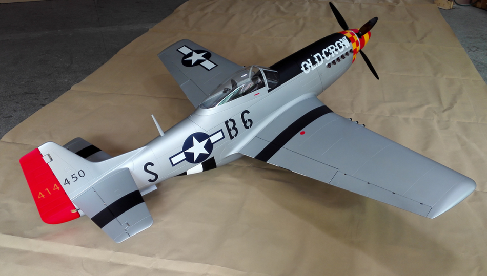 Wing Set Painted Silver, Old Crow Decals included (P-51, TopRC Model)