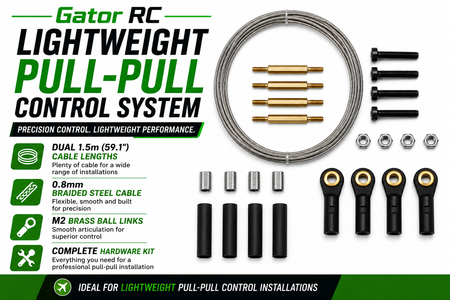 Gator RC Lightweight Pull-Pull Control System with components on a white background
