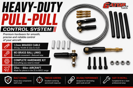 Heavy-duty pull-pull control system kit with components on a white background