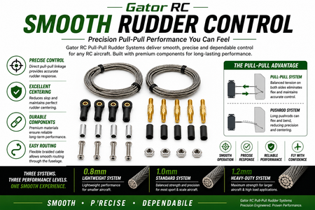 Gator RC Smooth Rudder Control product display with components and features.