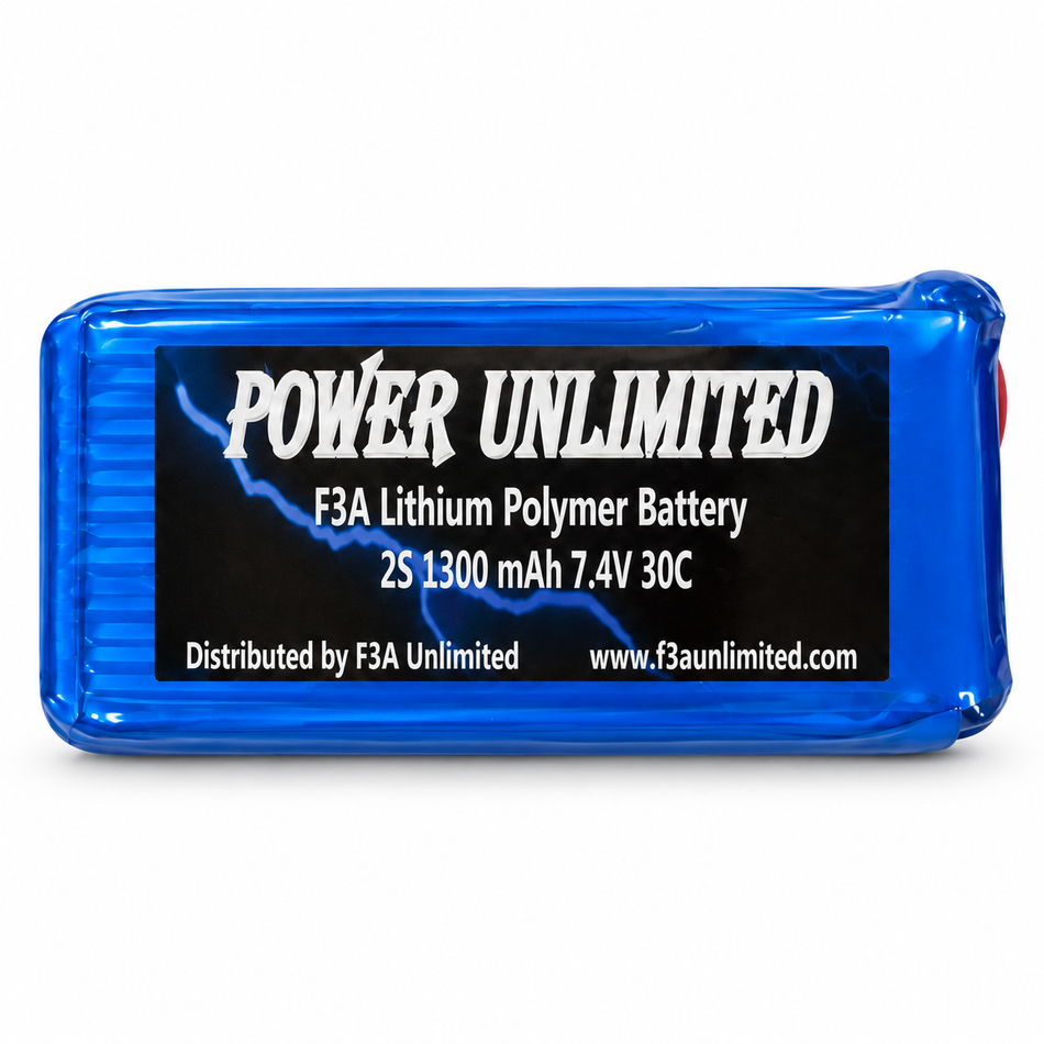 Power Unlimited 1300mAh 2S 7.4V 30C Receiver LiPo Battery