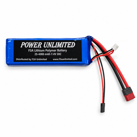 Power Unlimited 2S 4000mAh 7.4V 30C LiPo Receiver Battery with T-Plug