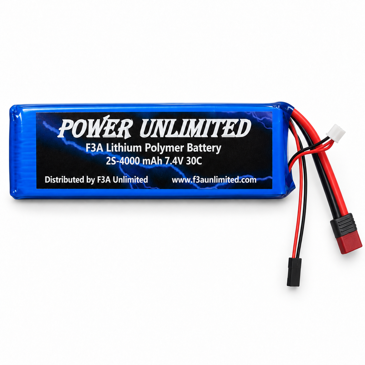 Power Unlimited 2S 4000mAh 7.4V 30C LiPo Receiver Battery with T-Plug
