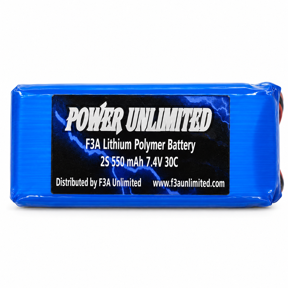 Power Unlimited 2S 550mAh 7.4V 30C LiPo Receiver Battery with T-Plug
