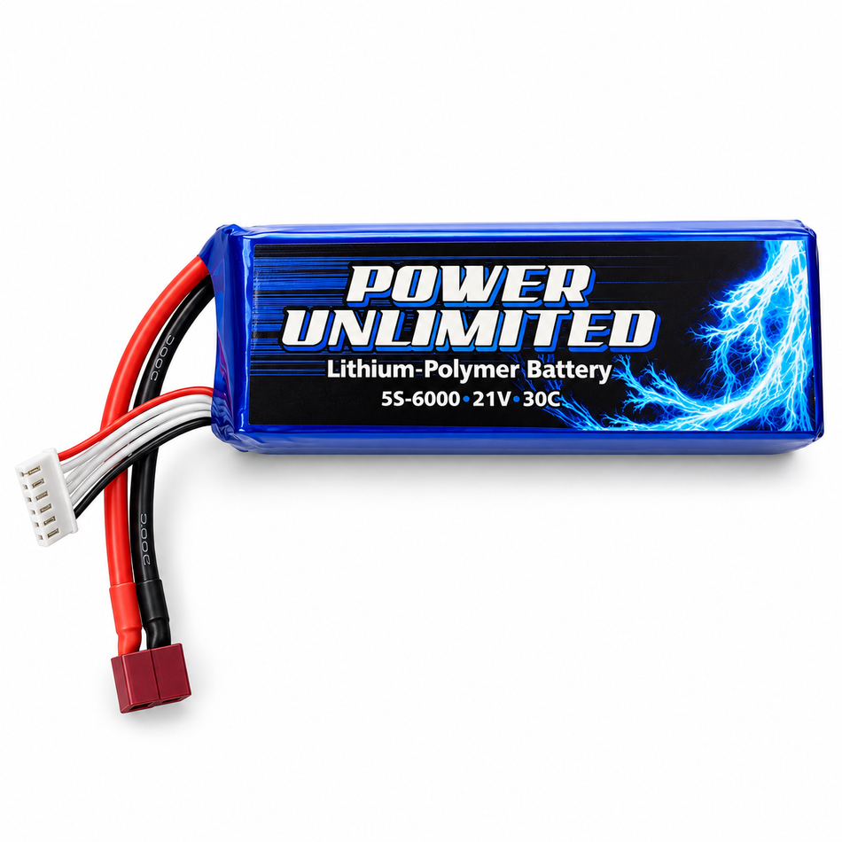 Power Unlimited 6000mAh 5S 30C 21V Lipo Battery with Ultra T Plug