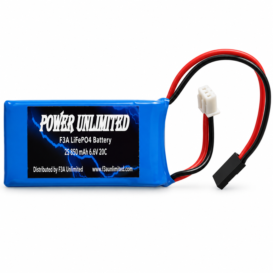 Power Unlimited 850mAh 2S 6.6V 20C LiFe Receiver Battery
