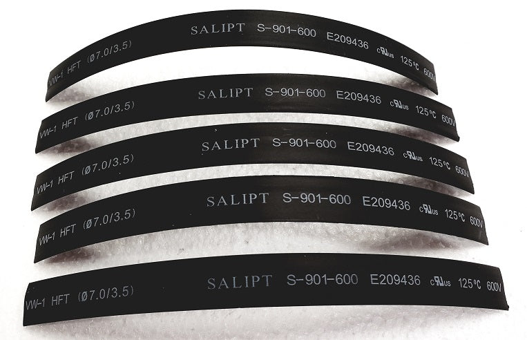 Heat Shrink Tubing, 7mm x 6" Black (5 pack)