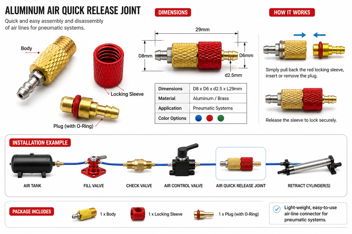 Gator RC Aluminum Air Quick Release Joint – Pneumatic Disconnect Connector
