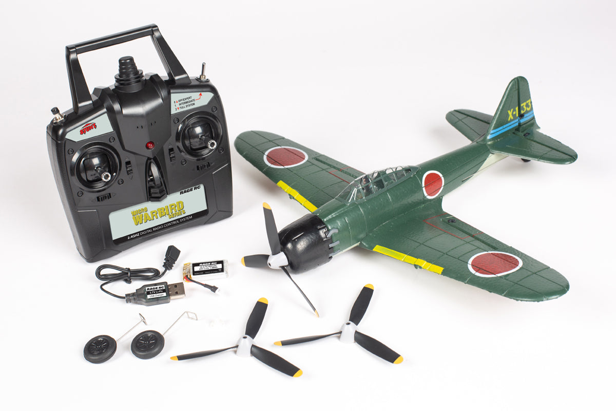 RAGE Mitsubishi A6M Zero Micro RTF Airplane with PASS (Pilot