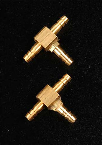 Robart 1/8" OD X 1/16" ID Air Line Brass Tee's Pack of 2