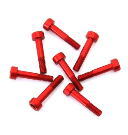 Bolt, 3mm x 10mm Socket Head, Red 8 Pack (Secraft)