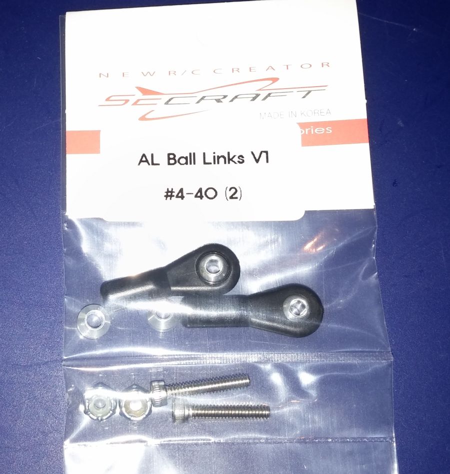 Ball Link, 4-40 Aluminum Ball, Black 2 Pack (Secraft)
