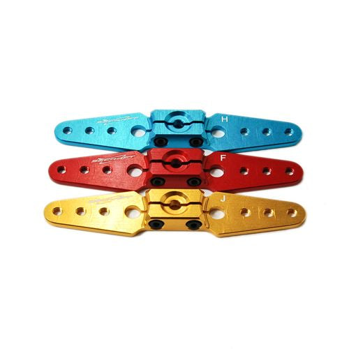 Servo Arm, 2.5" x 4-40 Full Width, JR / Spektrum 23T Aluminum, Gold (Secraft)