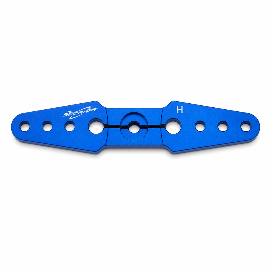SECRAFT Full Straight Servo Arm, 2.5" (63mm), Hitec 24T, M3 Aluminum, Blue