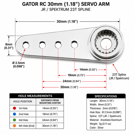 Gator RC 1.18" (30mm) Aluminum Servo Arm Graph
