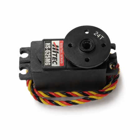 Hitec servo motor on a white background