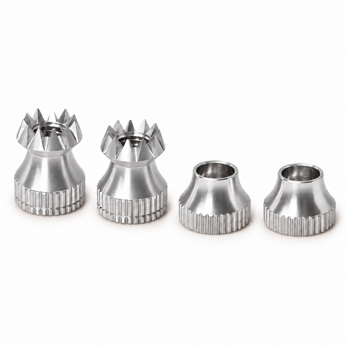 Secraft V2 M3 transmitter stick ends with matching bases in Silver on a white background.