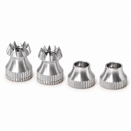 Secraft V2 M3 transmitter stick ends with matching bases in Silver on a white background.