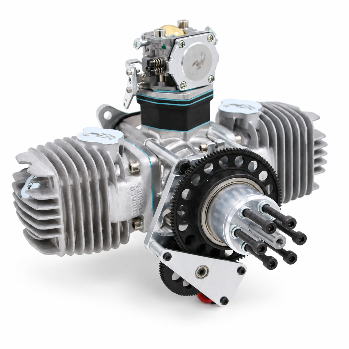 Stinger Pro 125cc twin gas engine with front-mounted electric starter and ESC