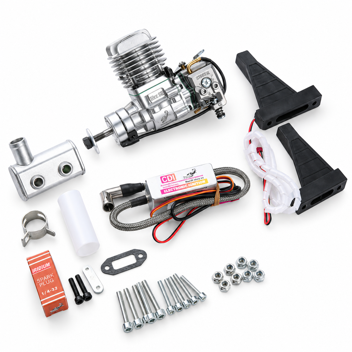 RCGF Stinger 10cc SE gas engine with muffler parts