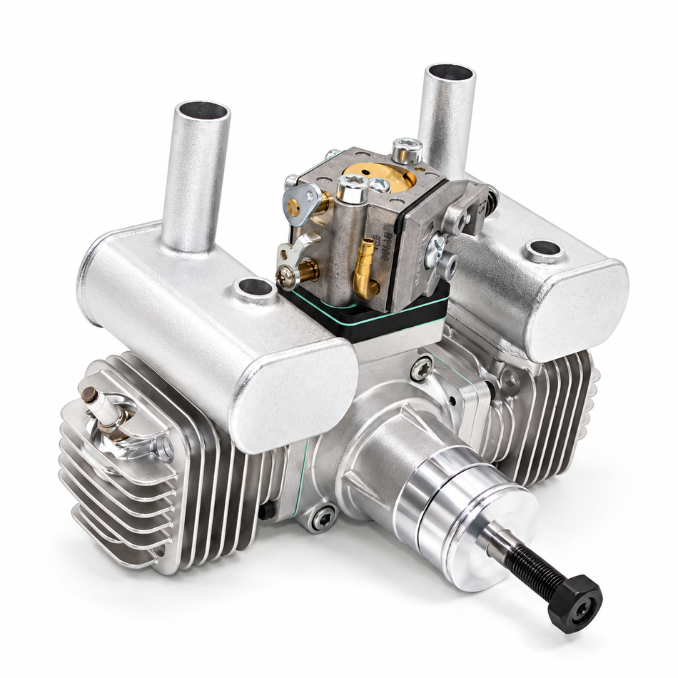 Stinger 20cc Twin gas engine with dual mufflers for RC airplanes