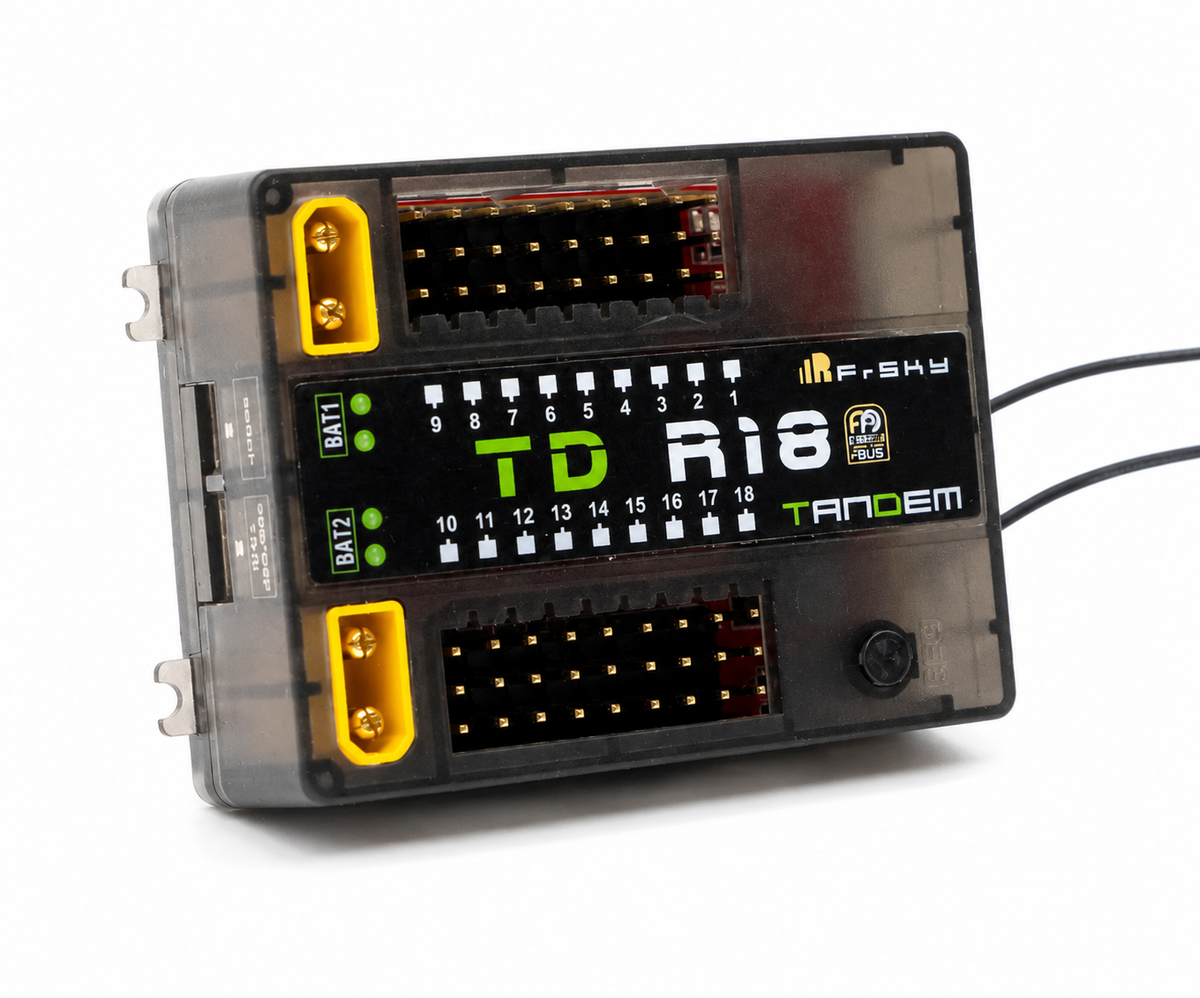 Futaba Tandem R18 receiver on a white background