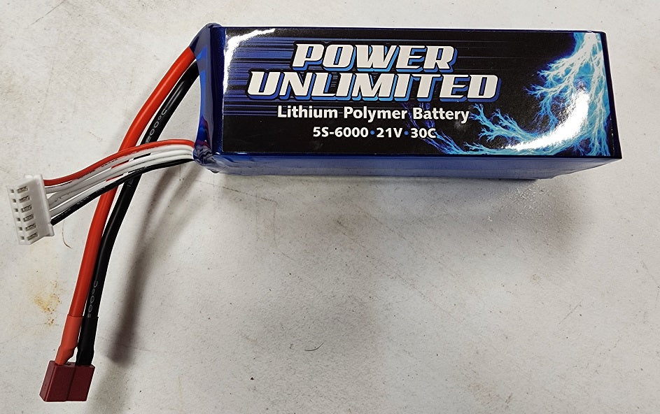 Power Unlimited 6000mAh 5S 30C 21V Lipo Battery with Ultra T Plug