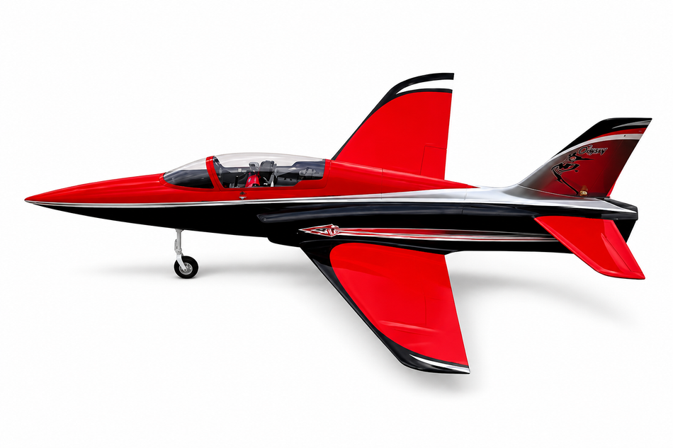 Top RC Model Odyssey Sport Jet 91" RC Turbine Jet – Red Black Silver Scheme