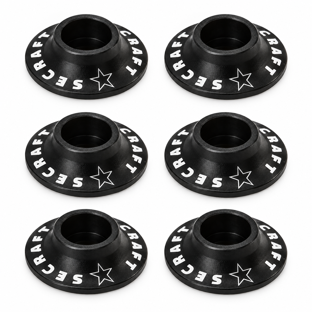 Secraft M3 Aluminum Wide Washers – Black, 6 Pack