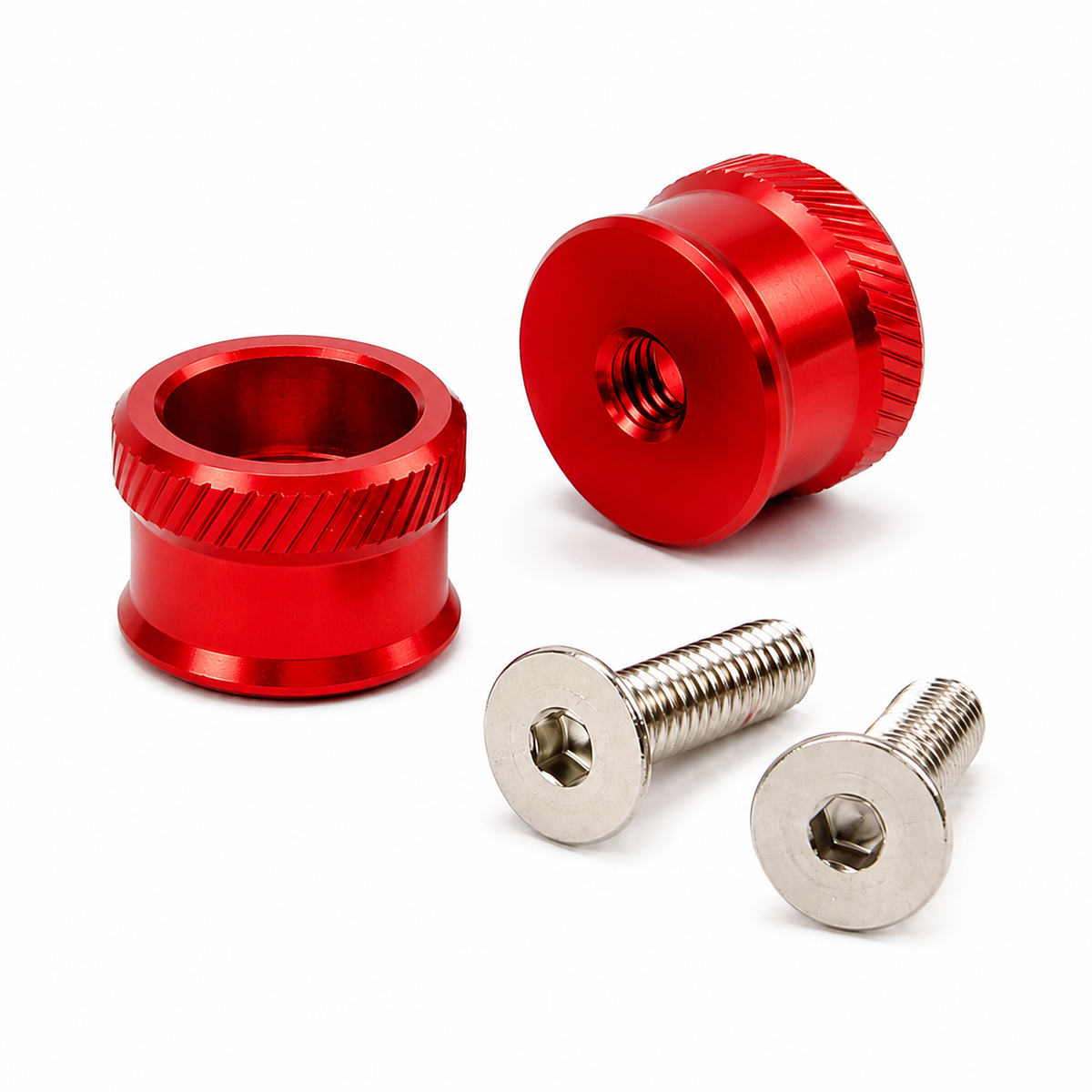 Secraft aluminum wing bolts M3 or M4 red and blue 2 pack for RC aircraft
