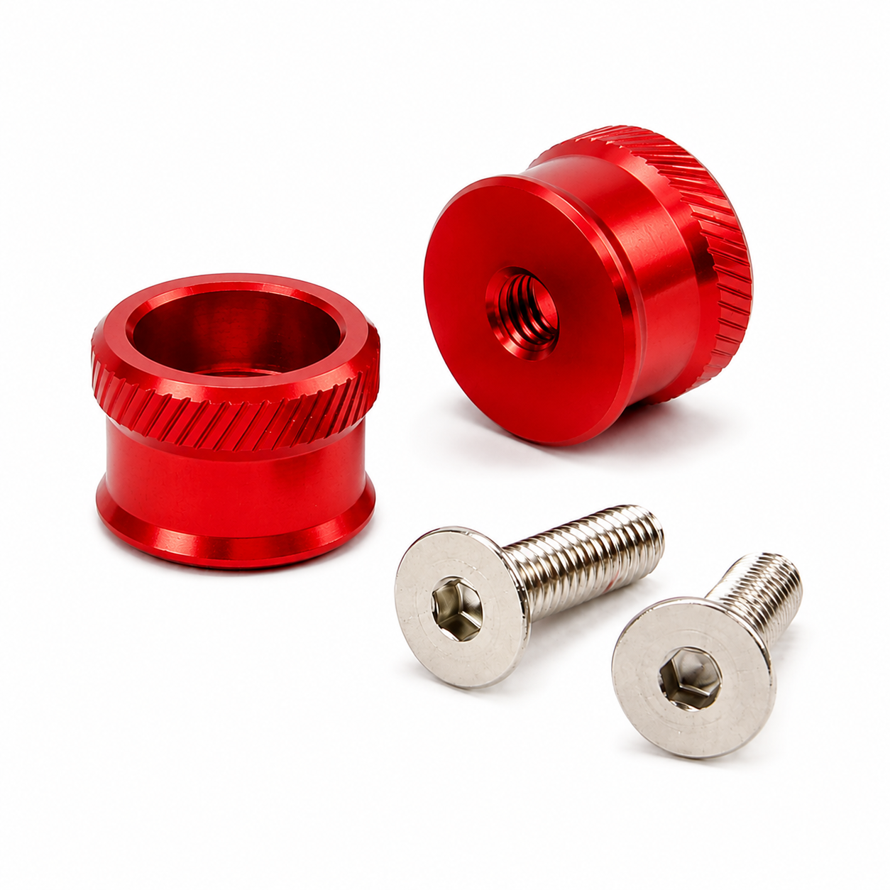 Secraft aluminum wing bolts M3 or M4 red and blue 2 pack for RC aircraft
