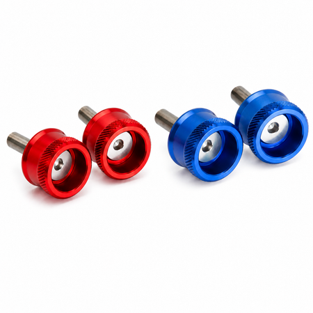 Secraft aluminum wing bolts M3 or M4 red and blue 2 pack for RC aircraft