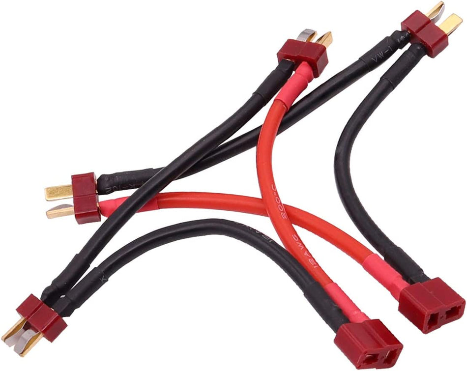 2 PCS T-Plug 2 Male to 1 Female Series Connector Adapter Double Voltage Connectors with 12awg 10cm