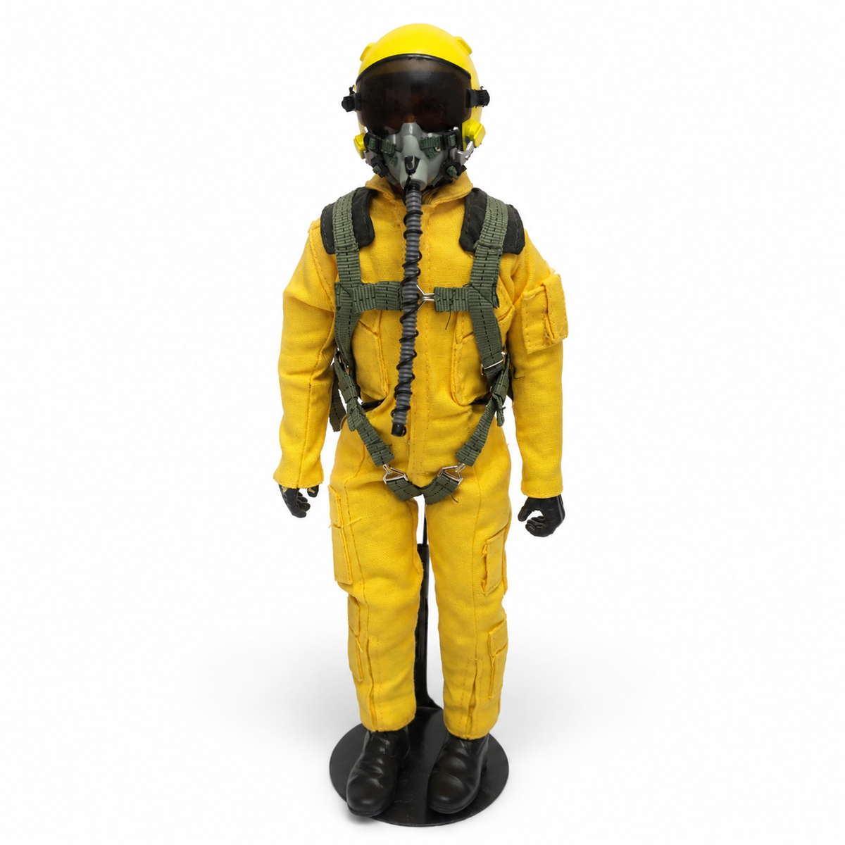WarbirdPilots yellow modern jet RC pilot figure with helmet and flight harness, 1/5–1/6 scale